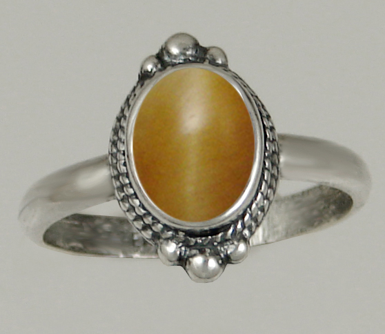 Sterling Silver Ring With Cat's Eye Gemstone Size 6